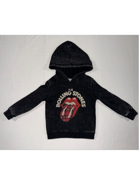 Rolling Stones Kids 3T Hoodie Black Band Graphic Plaid Tongue Black Toddler